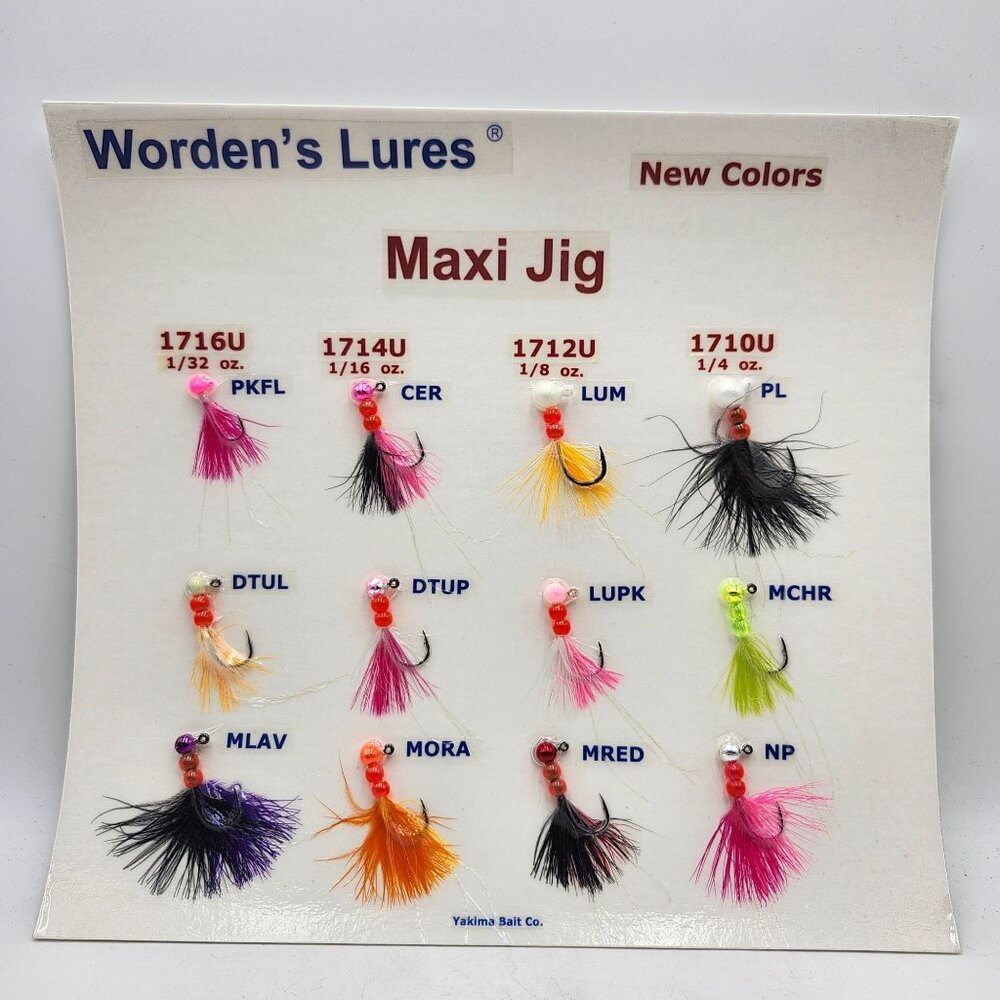 Yakima Bait Wordens Lures Maxi Jig Sample Display Board 818494 a